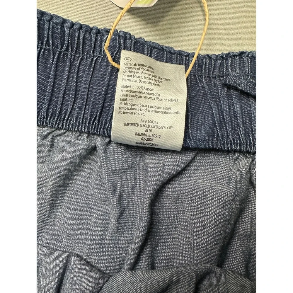Serra Womens Blue Denim Tiered Maxi Skirt Elastic Waist Cotton Medium 8-10 NWT